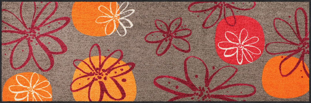 Erwin Müller Fussmatte Koblenz, Schmutzfangmatte, Fussabtreter rutschhemmend, Blumenmotiv braun/rot