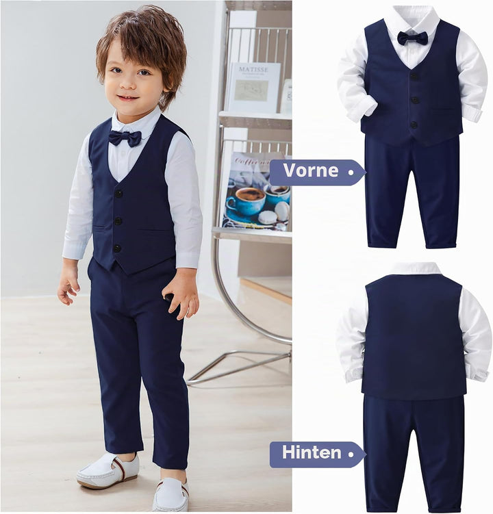 Billion Xin Jungen Anzug Set Langarm Weisses Hemd &amp; Weste &amp; Hose + Krawatte Smoking für Festliche Pa