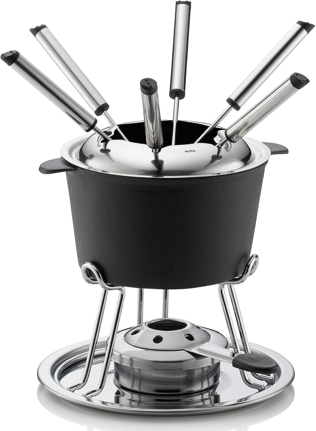 kela Fondue-Set Comore Gusseisen schwarz 19,5cm 20cmØ, 20x20x19,5