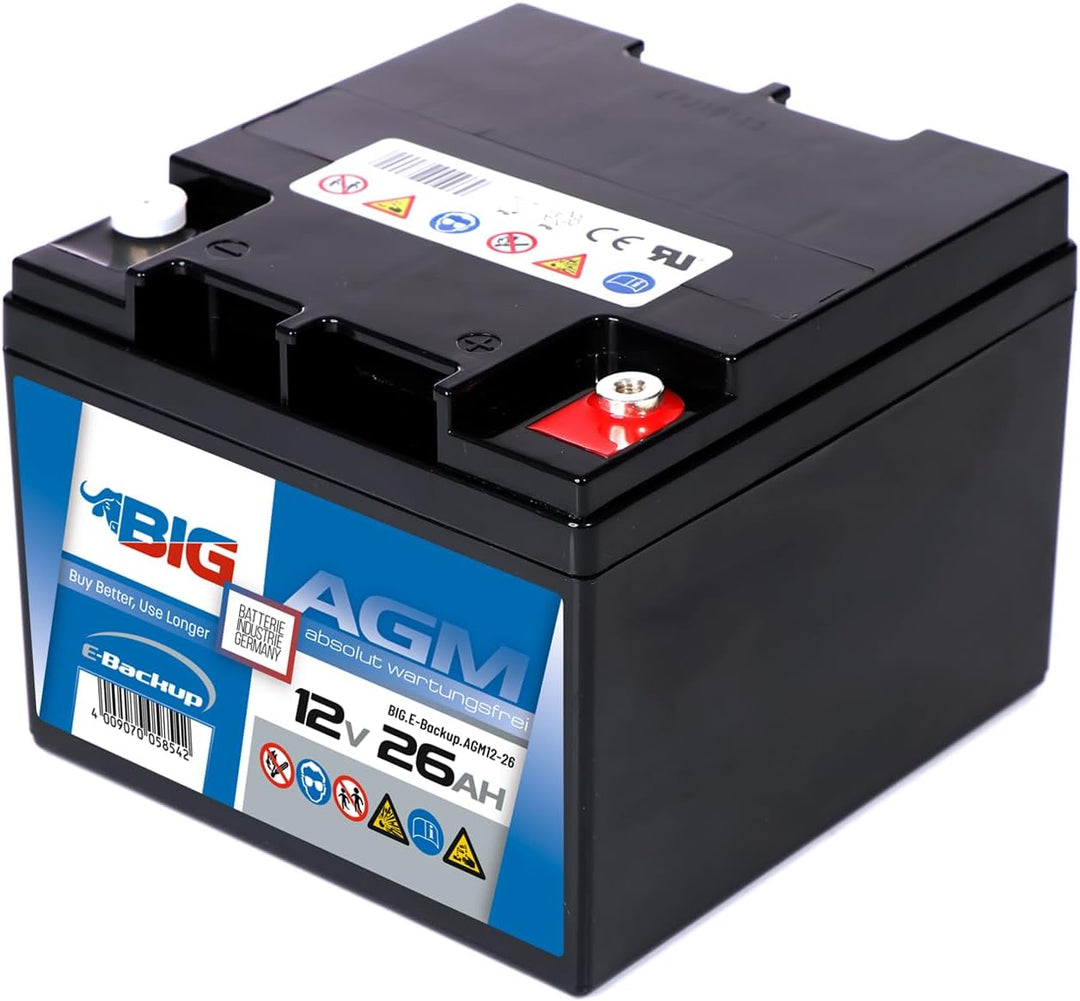 BIG E-Backup AGM Notstrombatterie für EPS- und USV-Systeme, Speicher- & Kommunikationssysteme, Alarm