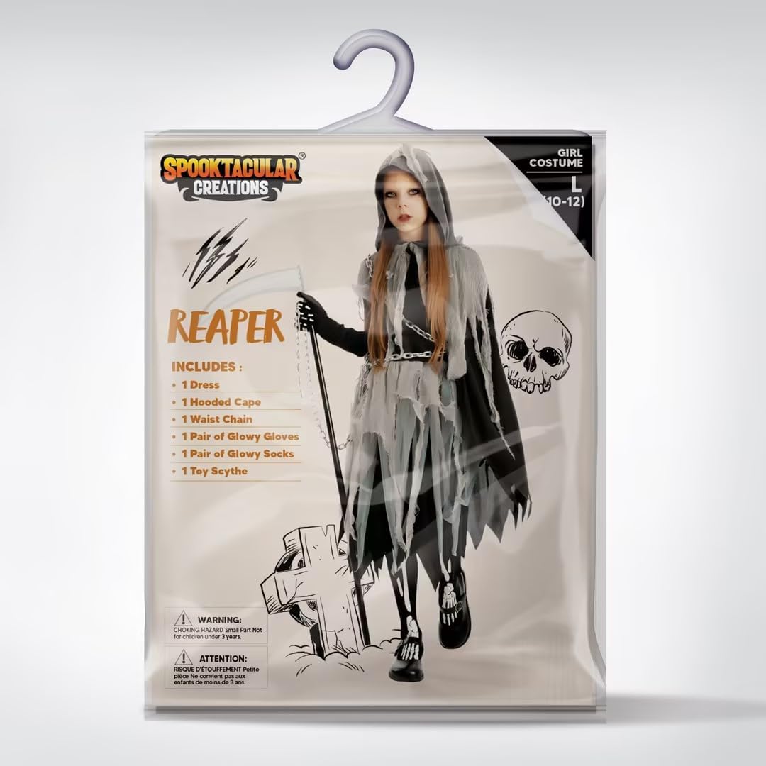 Spooktacular Creations Sensenmann Kostüm für Kinder Sensenmann Halloween Kostüm mädchen Grim Reaper