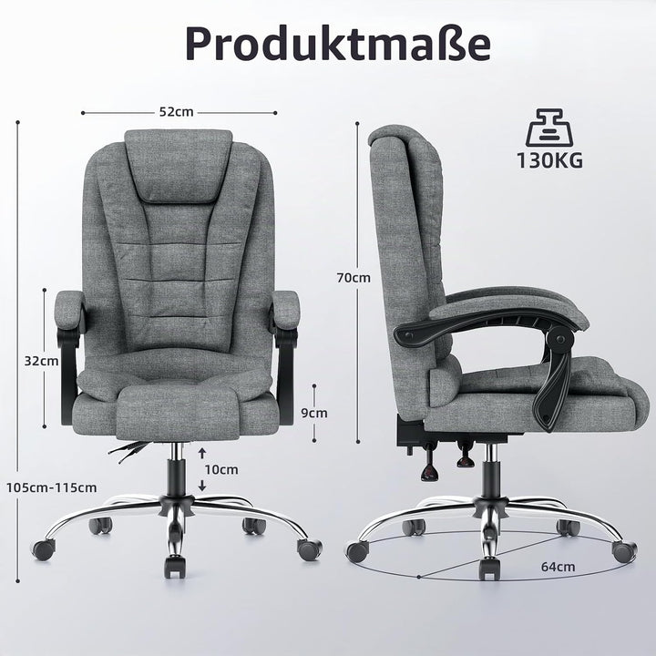 naspaluro Chefsessel Bürostuhl Ergonomischer PU-Leder Drehstuhl Hochlehner, Höhenverstellbarer Schre