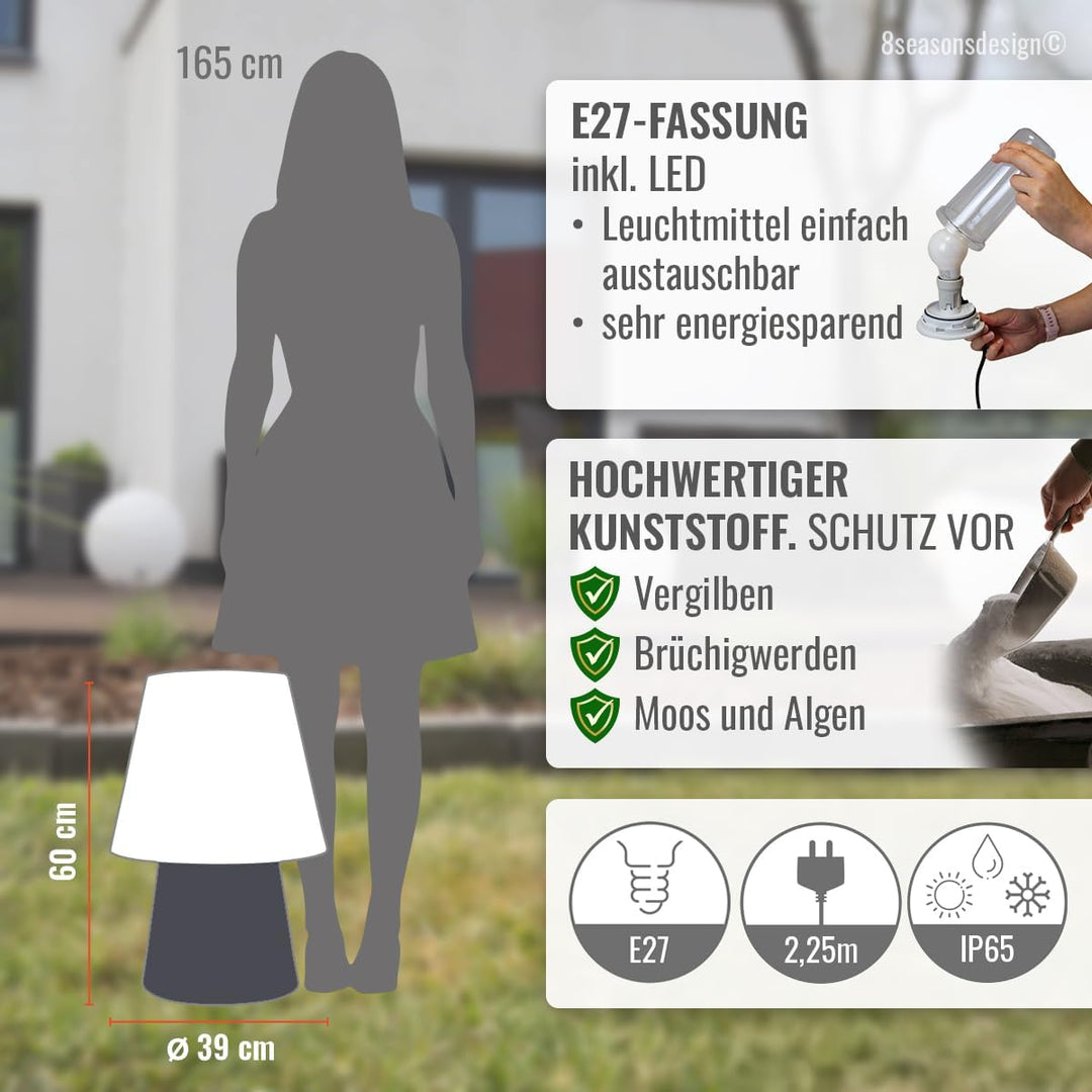 Light Life Leuchtobjekt Lampe "Anthrazit" 60 cm (Solar) Indoor & Outdoor, Anthrazit