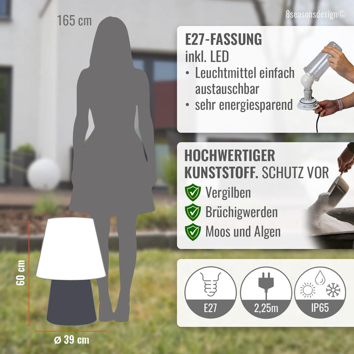 Light Life Leuchtobjekt Lampe "Anthrazit" 60 cm (Solar) Indoor & Outdoor, Anthrazit