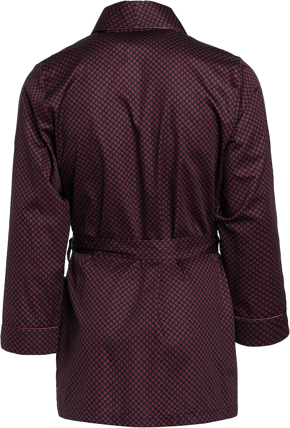 Herren Morgenmantel – kurz – Bademantel Revise RE-509 - Elegant - 100% Baumwolle L Dunkelblau mit ro