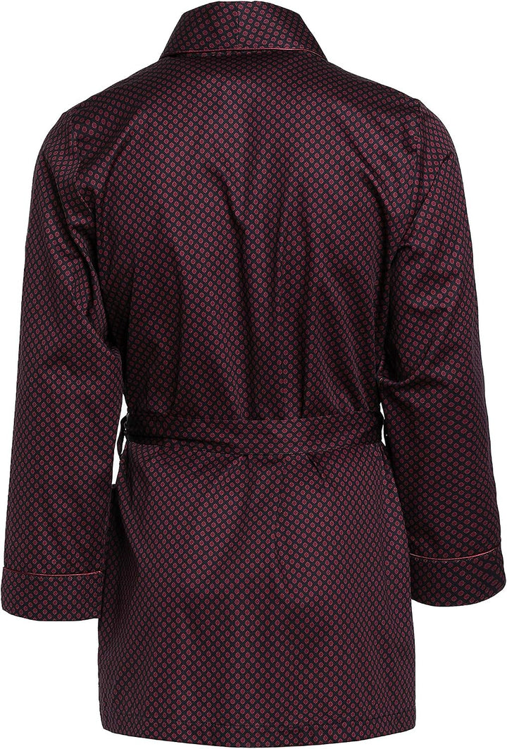 Herren Morgenmantel – kurz – Bademantel Revise RE-509 - Elegant - 100% Baumwolle M Dunkelblau mit ro