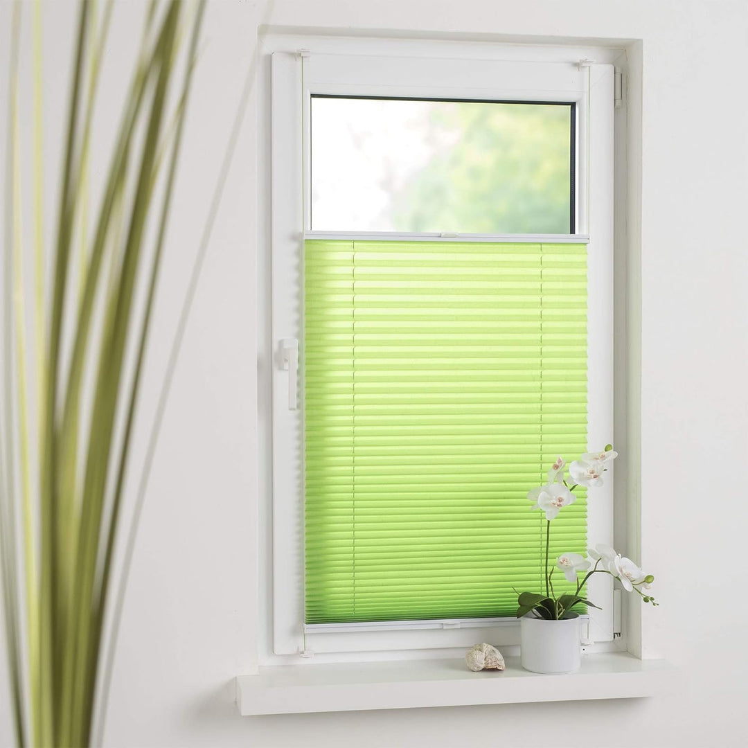 Liedeco® Plissee verspannt mit Klemmträger / 90 x 150 cm Apple Green (grün) (Breite x Höhe) / lichtd