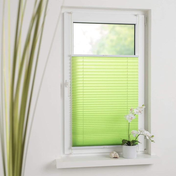Liedeco® Plissee verspannt mit Klemmträger / 90 x 150 cm Apple Green (grün) (Breite x Höhe) / lichtd