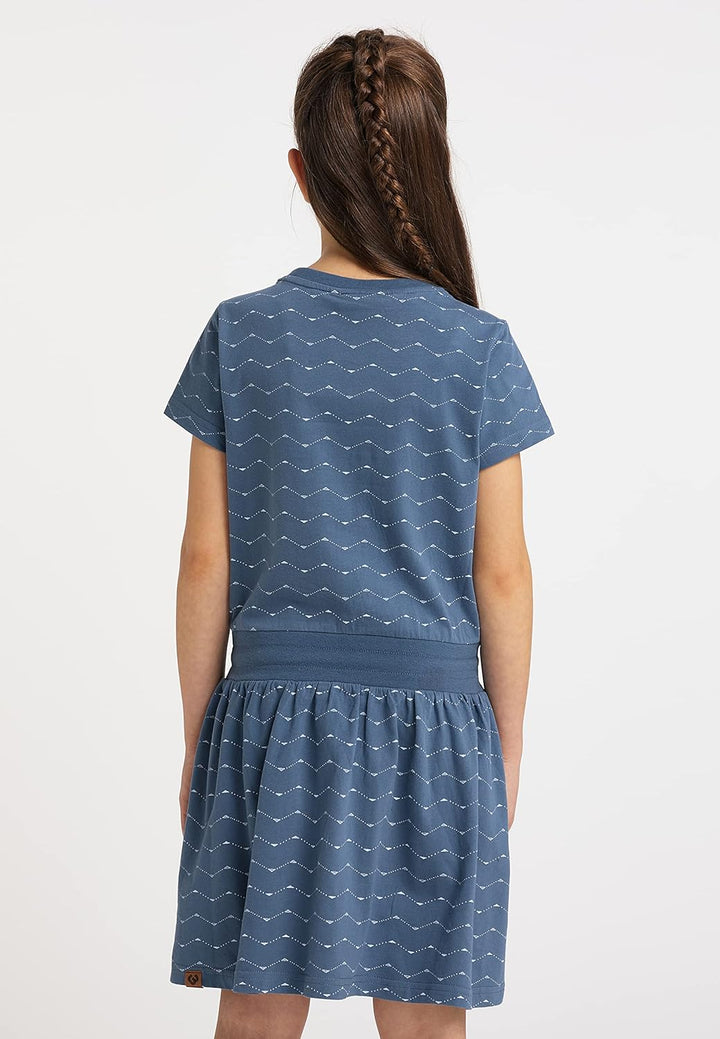 Ragwear Mädchen Kleid MAGY Zig ZAG Sommerkleid in sommerlichen Farben aus weicher Baumwolle 128 Blau