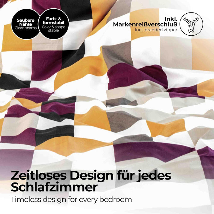 etérea Microfaser Bettwäsche 200x200 cm + 2Stk 80x80 cm - Ganzjahres Bettwäsche Bettbezug Chars Kari