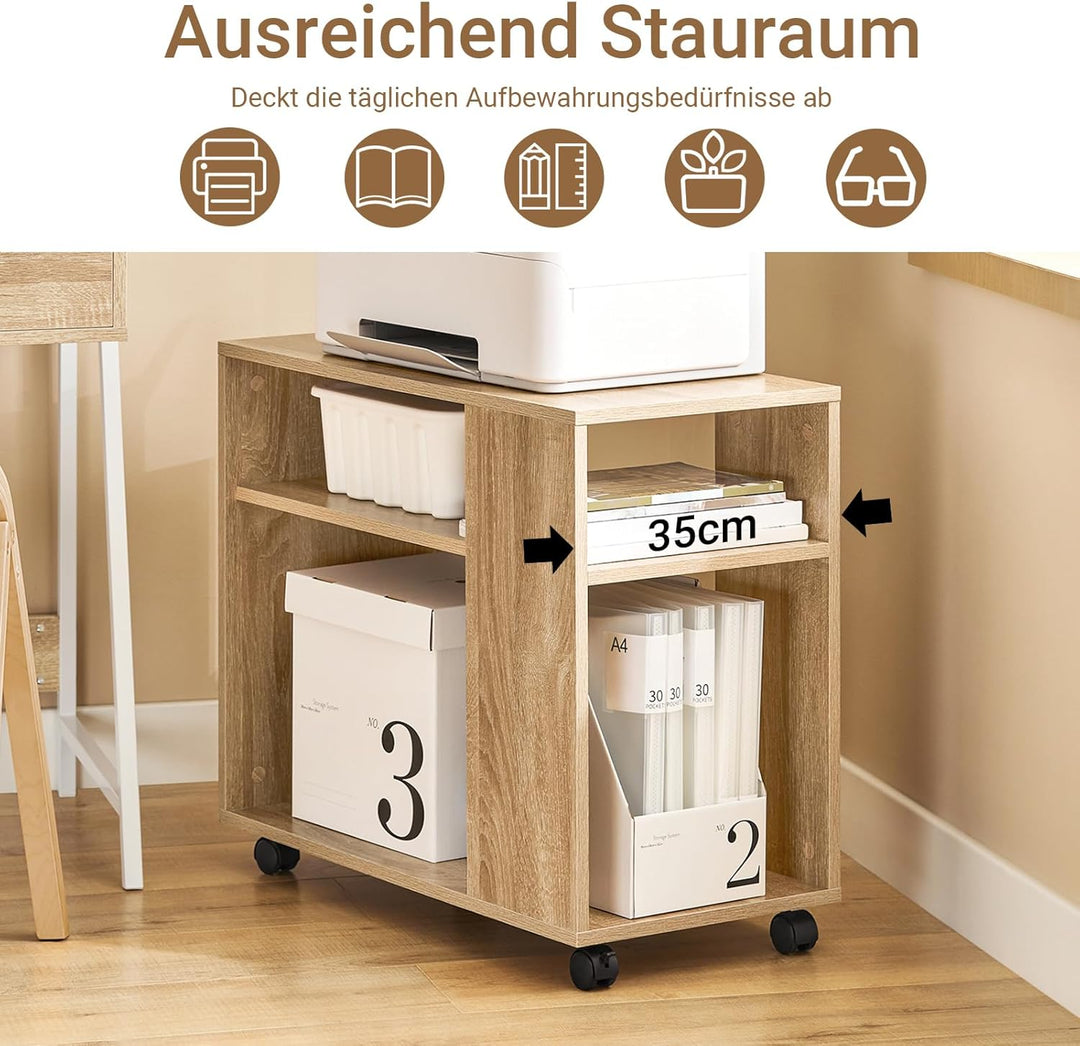 SoBuy FBT34-N Beistelltisch Zeitungsständer Couchtisch Nachttisch Tisch mit Rollen Natur, Natur