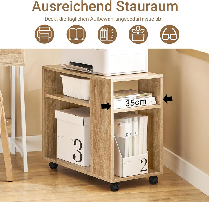 SoBuy FBT34-N Beistelltisch Zeitungsständer Couchtisch Nachttisch Tisch mit Rollen Natur, Natur