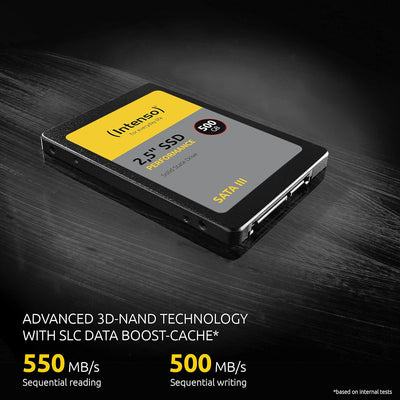 Intenso Interne 2,5" SSD SATA III Performance, 2 TB, 550 MB/Sekunden, Schwarz 2TB Sata 2,5" Performa