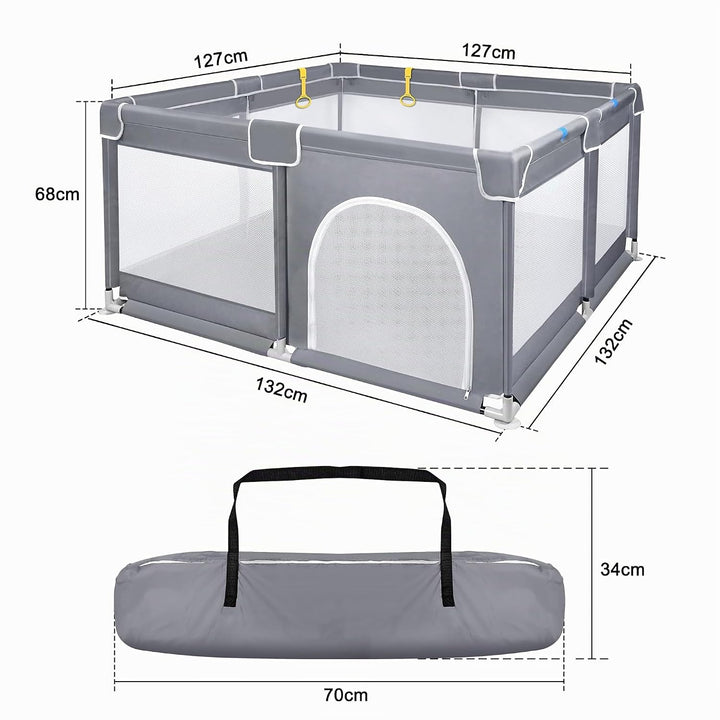 Aufun Laufstall Baby Laufgitter 300D Oxford Gewebe, mit Anti-Kollision Schaum Absperrgitter, Atmungs