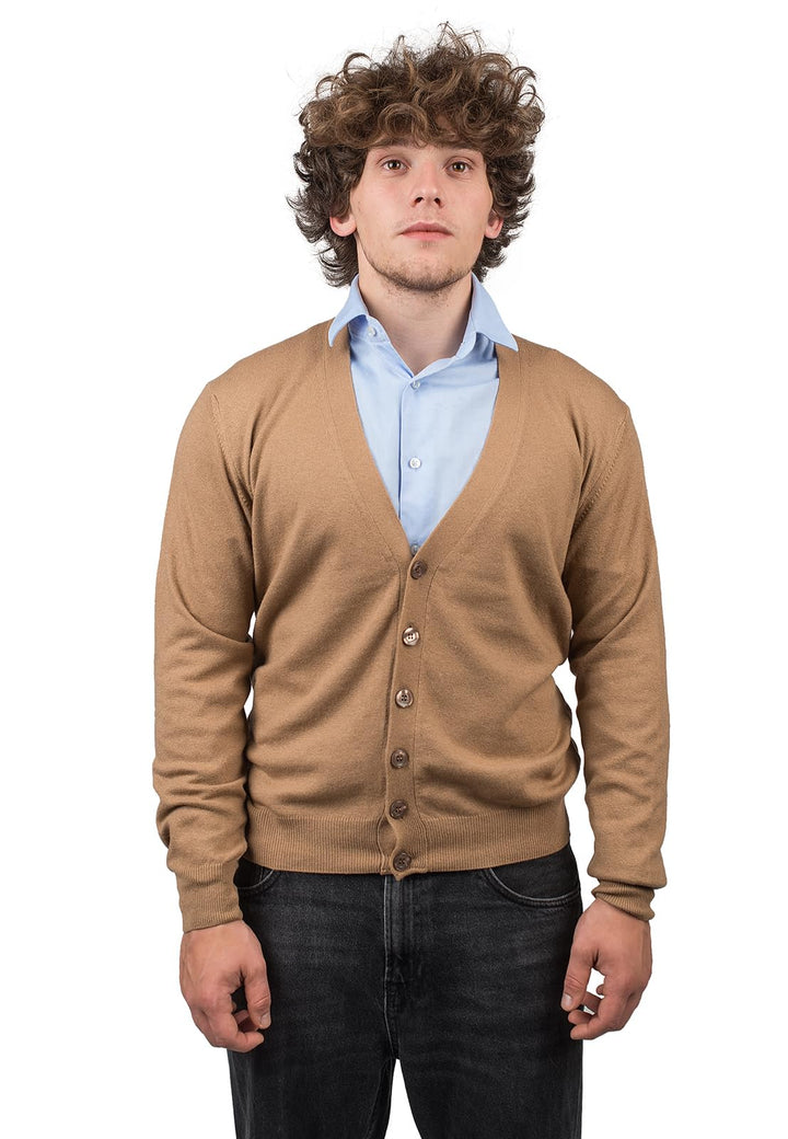 Strickjacke aus gemischtem Kaschmir, Made in Italy - Herren, Kamel