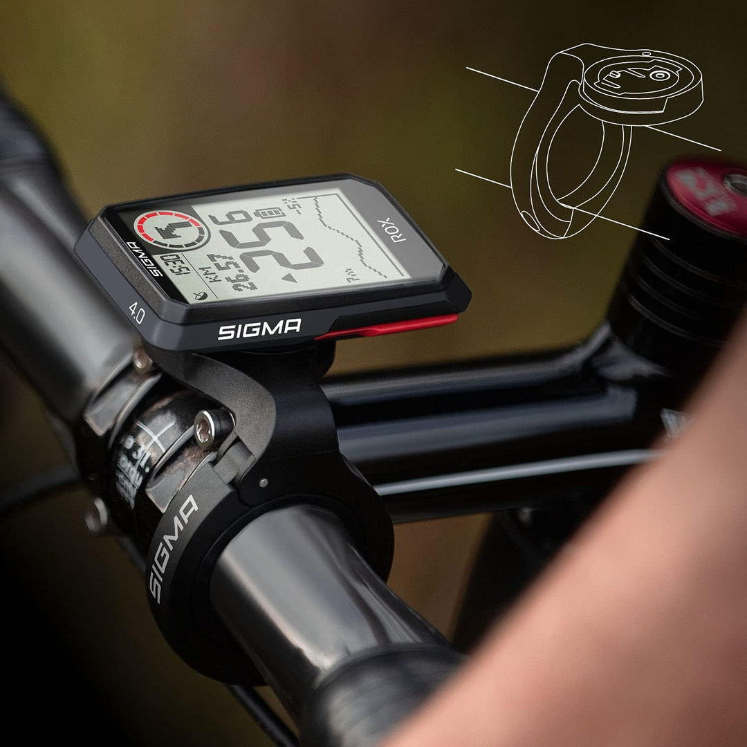 SIGMA ROX 4.0 (Black) HR Set | GPS Fahrradcomputer inkl. Herzfrequenzmesser | E-Bike kompatibles Nav