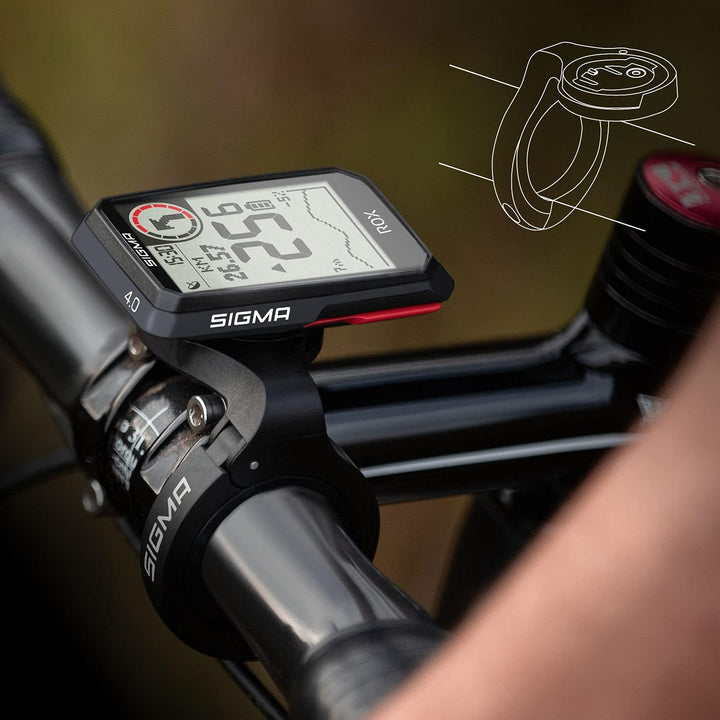 SIGMA ROX 4.0 (Black) HR Set | GPS Fahrradcomputer inkl. Herzfrequenzmesser | E-Bike kompatibles Nav
