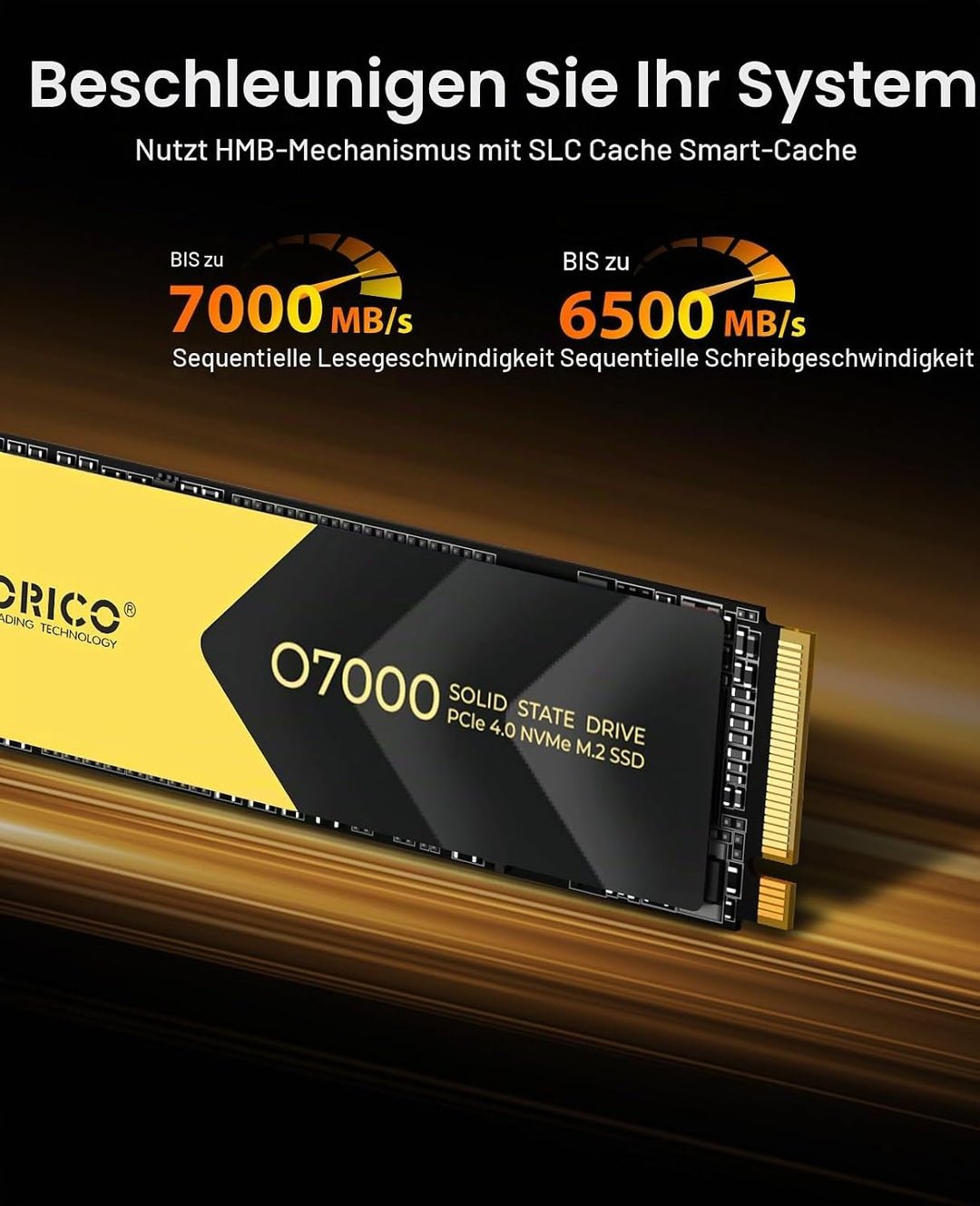 ORICO NVMe M.2 SSD 1TB, PCIe 4.0 x 4, 7000 MB/s Lesen, 6500 MB/s Schreiben, M2 2280 Interne SSD mit