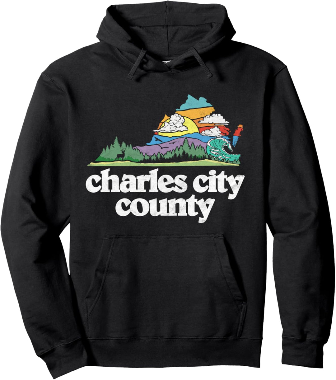 Charles City County Virginia Outdoors & Nature Lover Retro Pullover Hoodie
