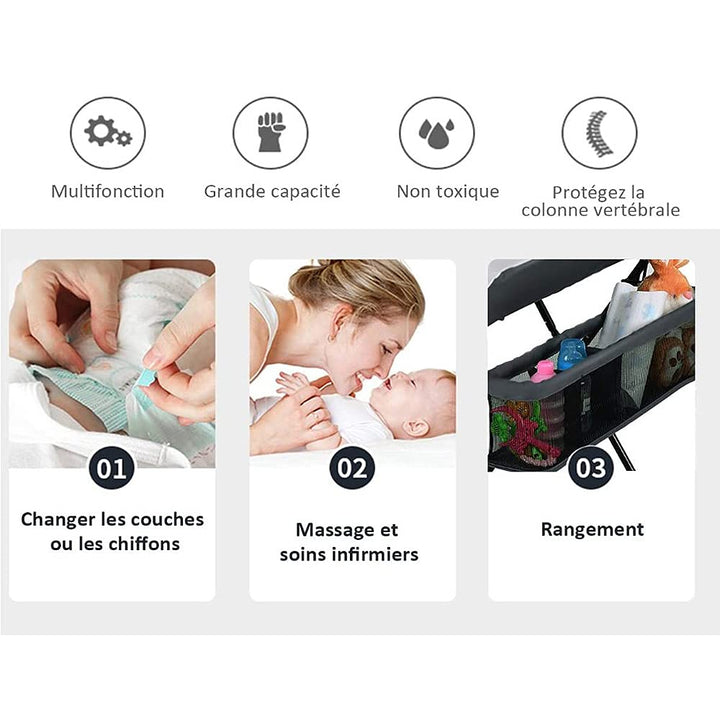 OHMG Baby Wickelkombi Klappbare Wickelkommode,Wickeltisch mit Rollen,Mobiler Wickeltisch mit Wickela