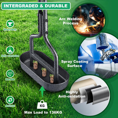 EEIEER Rasenlüfter, Rasenbelüfter Aerifizierer für Rasen Hohlspoon mit Ablageschale Gebogener Kante,