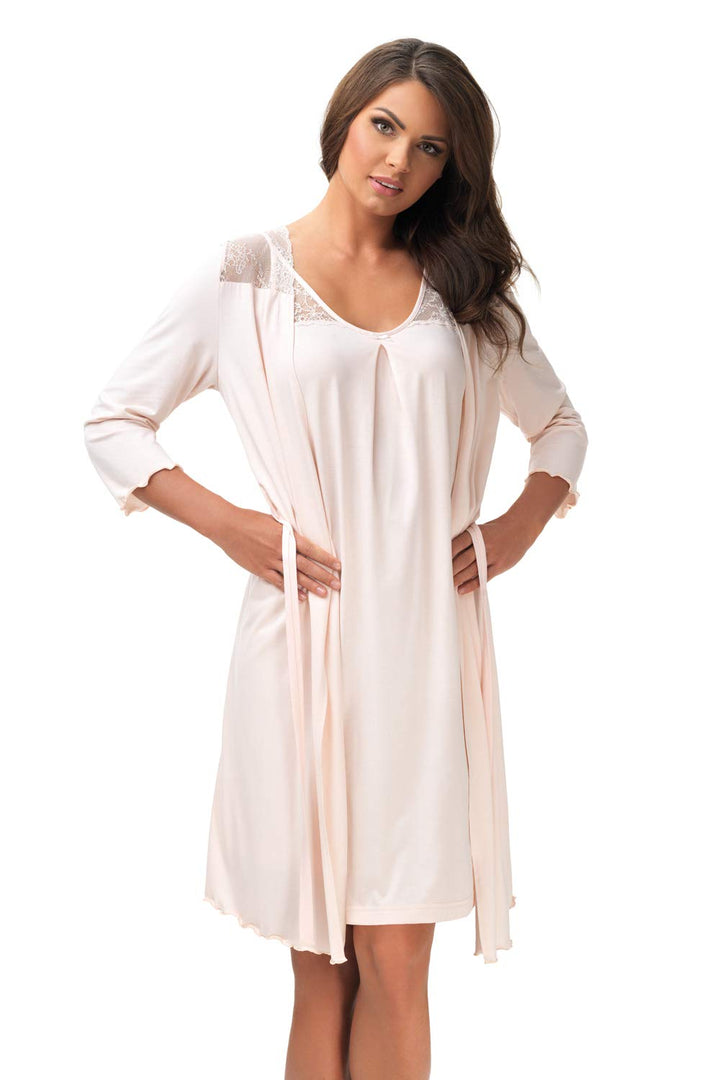 e.Femme Damen Morgenmantel Lena 490 aus Viskose Lachs 36, Lachs 36