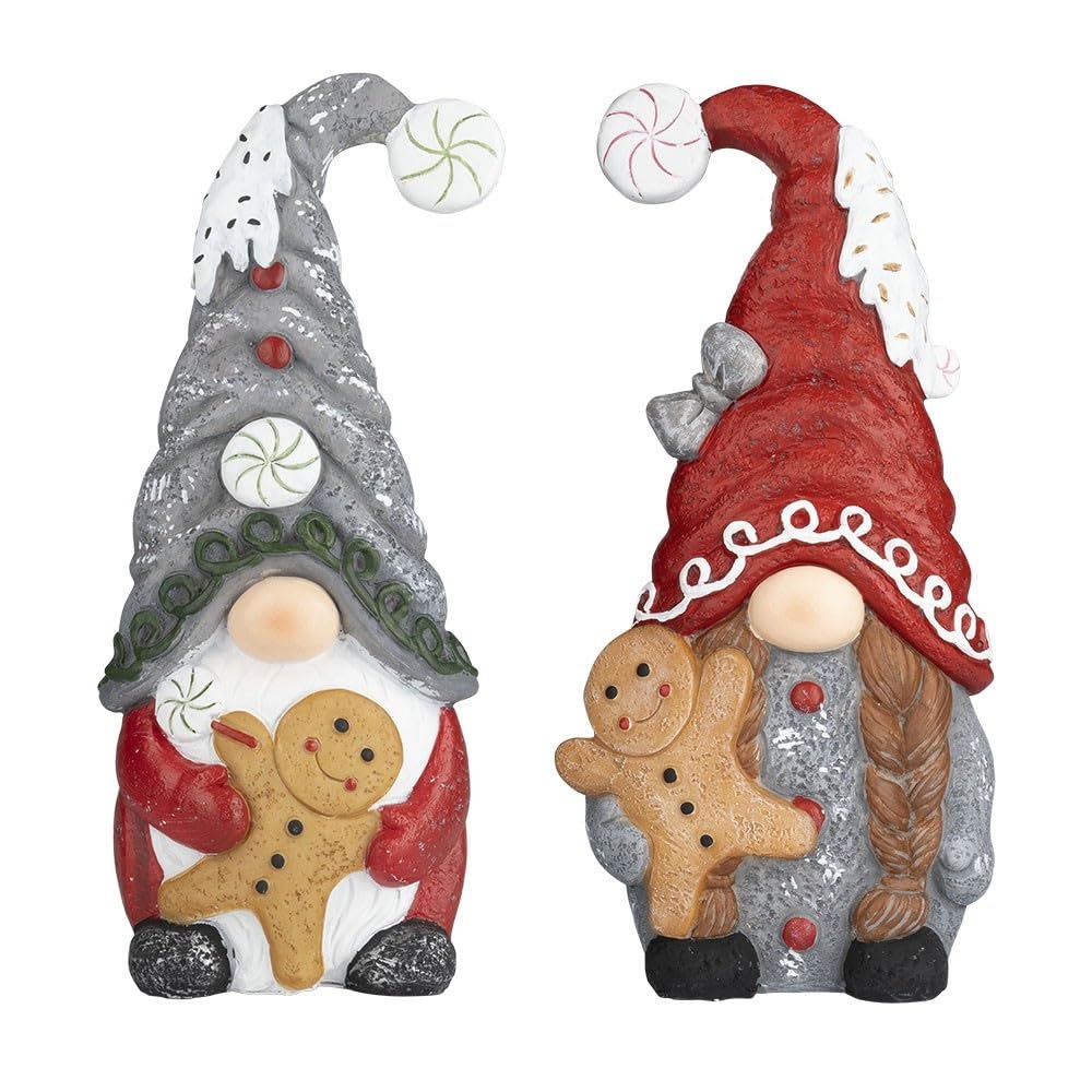 Ideen mit Herz Deko-Figuren Wichtel | Paar mit Lebkuchenmännchen | Dekoration für drinnen &amp; draussen