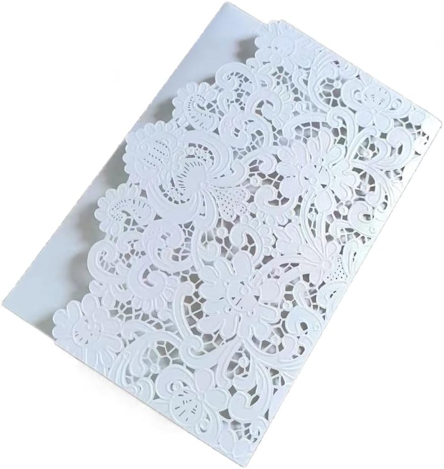 MillaSaw Hochzeitseinladungen, geprägt, floral, hohl, Laser, Hochzeitskarten, dreifach gefaltet, Ver