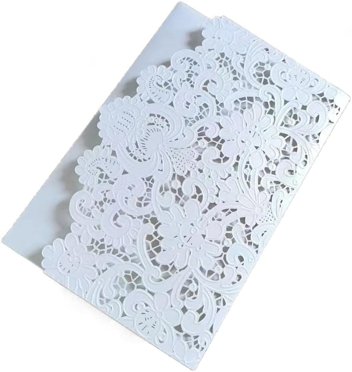 MillaSaw Hochzeitseinladungen, geprägt, floral, hohl, Laser, Hochzeitskarten, dreifach gefaltet, Ver