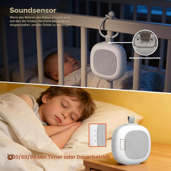Tragbare White-Noise-Machine mit Nachtlicht Weisses Rauschgerät mit 32 High-Fidelity-Soundtracks, 7