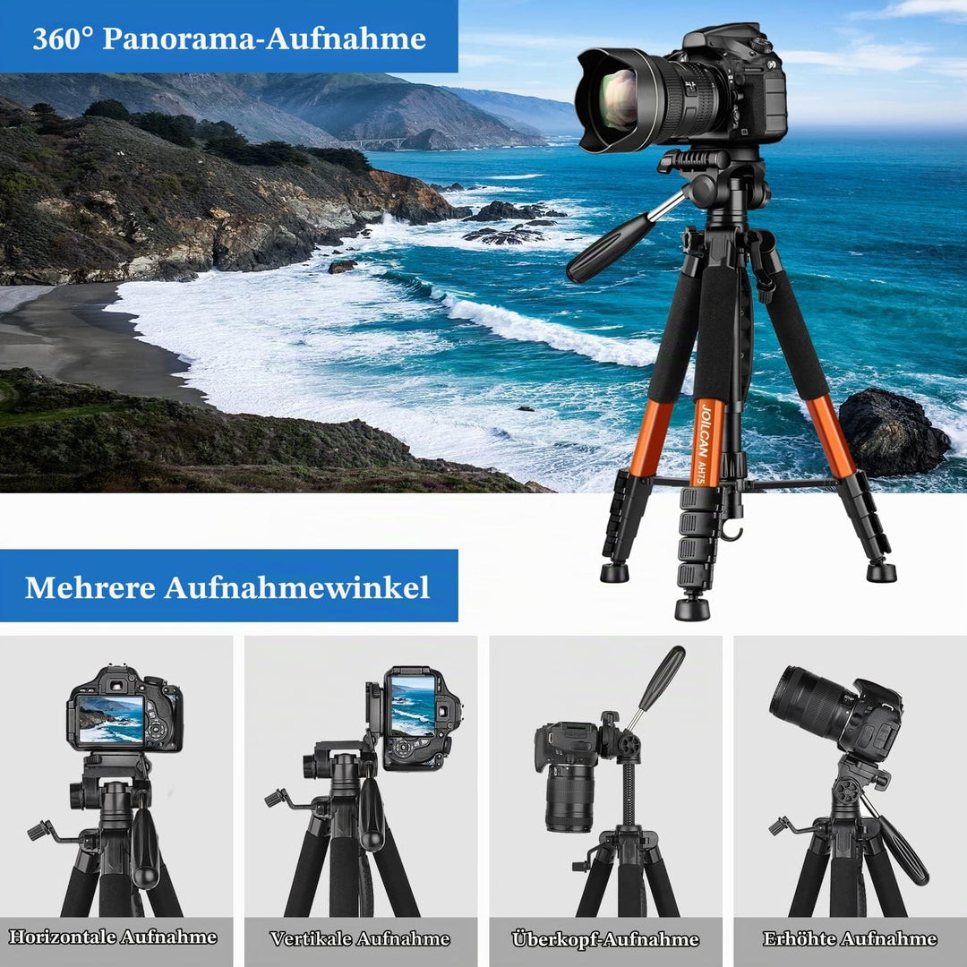 JOILCAN Kamera Stativ, 187cm Aluminium Leichte Dreibeinstativ für Canon Nikon DSLR mit Abnehmbar 3-W
