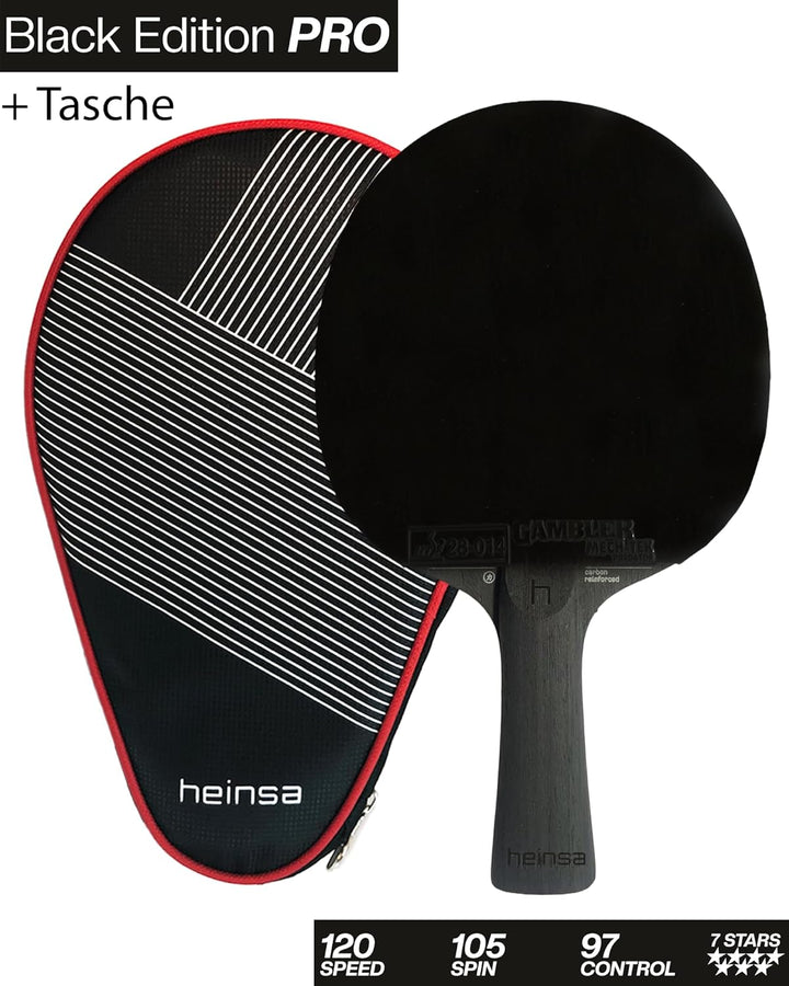 Black Edition Pro – Carbon Tischtennisschläger mit Mech-Tek Predator Belag (2,1 mm), ITTF-zugelassen