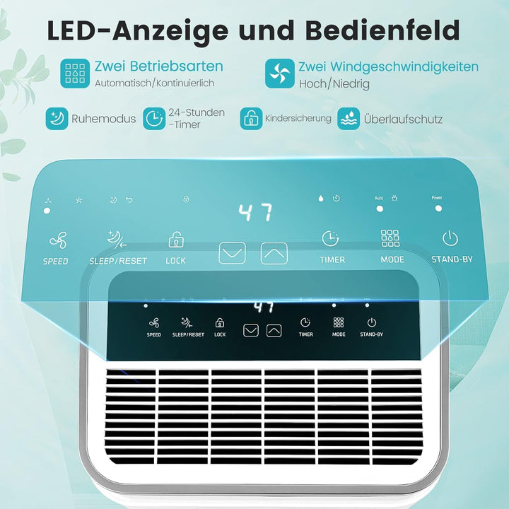 COSTWAY Mobile Entfeuchter 25/Tag, Luftentfeuchter 3 Modi, Raumentfeuchter 3 Farbe LED Display, Dehu