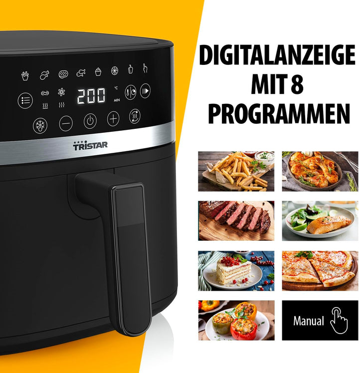 Tristar Digitale Heissluftfritteuse, 6L Kapazität, 8 Programme, LED-Touchscreen, Vorheizen & Shake-E
