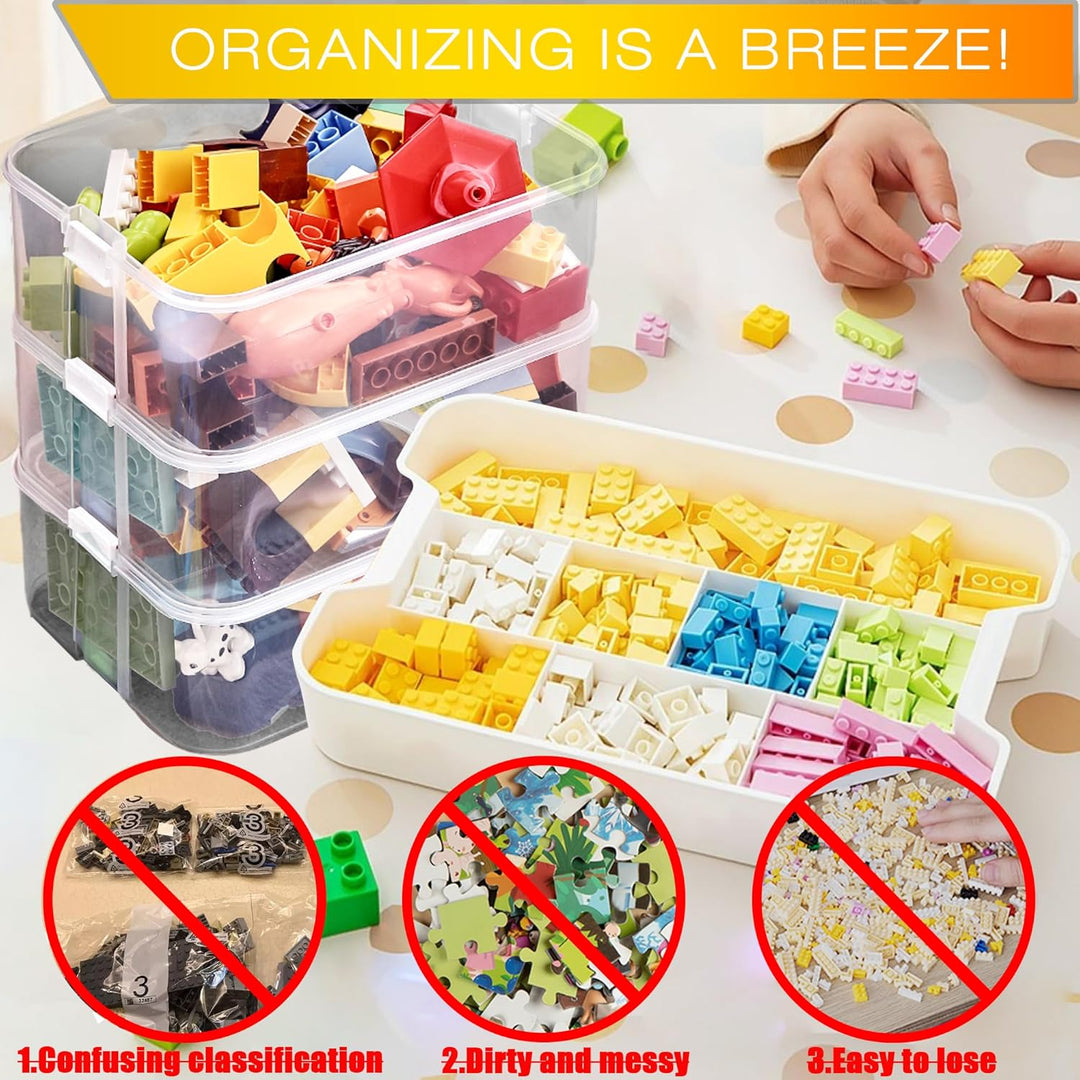 Aufbewahrungsbox für Lego Bausteine Ablagefächer Stapelbar Kisten Spielzeug Aufbewahrung mit Deckel