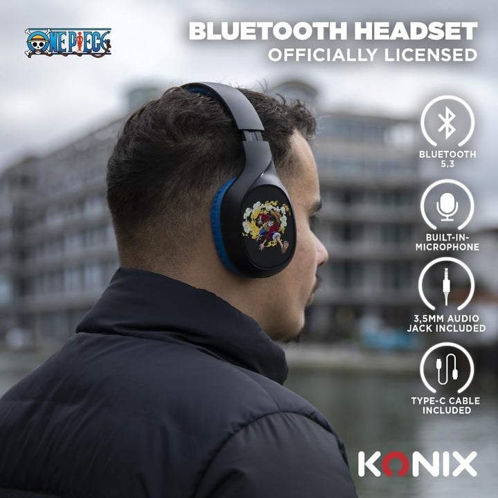 Konix One Piece On-Ear-Kopfhörer kabellos Bluetooth 5.3 für Smartphones und Tablets - 30 Std. Akkula