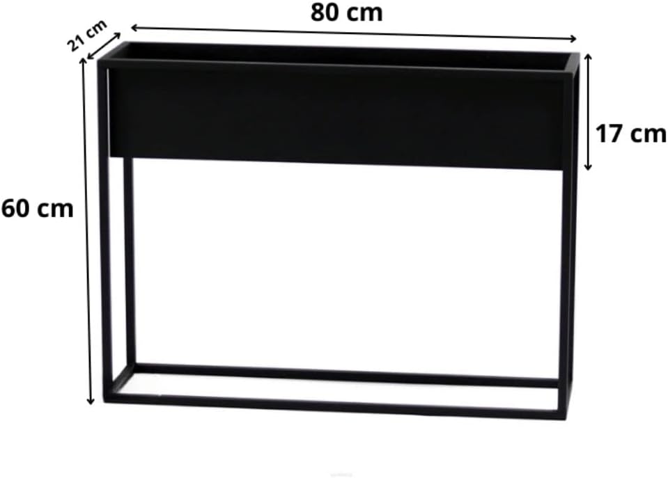 Modern Stella Blumenbeet, h60 x 80 x 21, Aussen Schwarz, Poliertes Metall, Ganzes geschWeisst, Indus