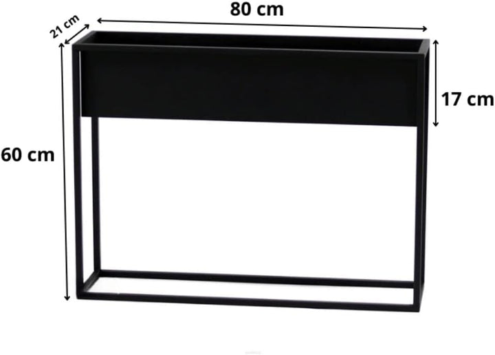 Modern Stella Blumenbeet, h60 x 80 x 21, Aussen Schwarz, Poliertes Metall, Ganzes geschWeisst, Indus