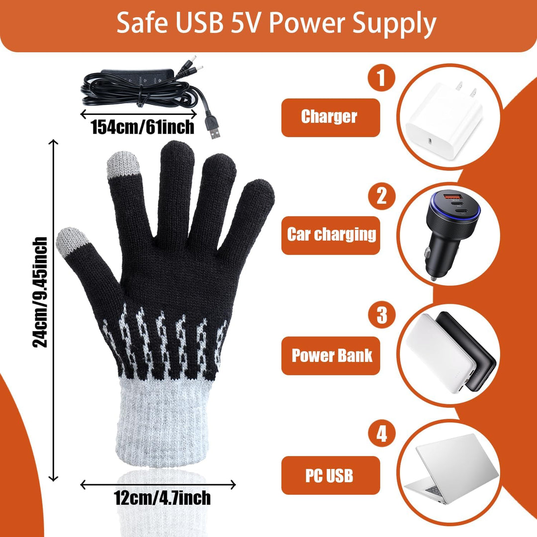 USB Beheizte Handschuhe für Männer Frauen, Winter Hände Warm Handschuh Vollhände Touchscreen Laptop