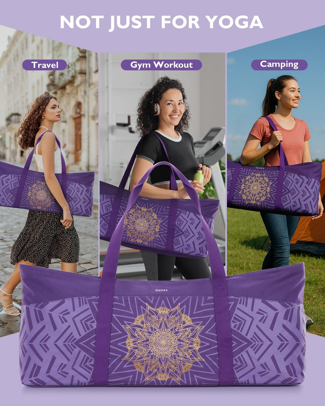 Gonex Yogatasche, Extra Grosse Canvas Sporttasche mit Wasserdichtem Fach & Metallreissverschluss, Fü