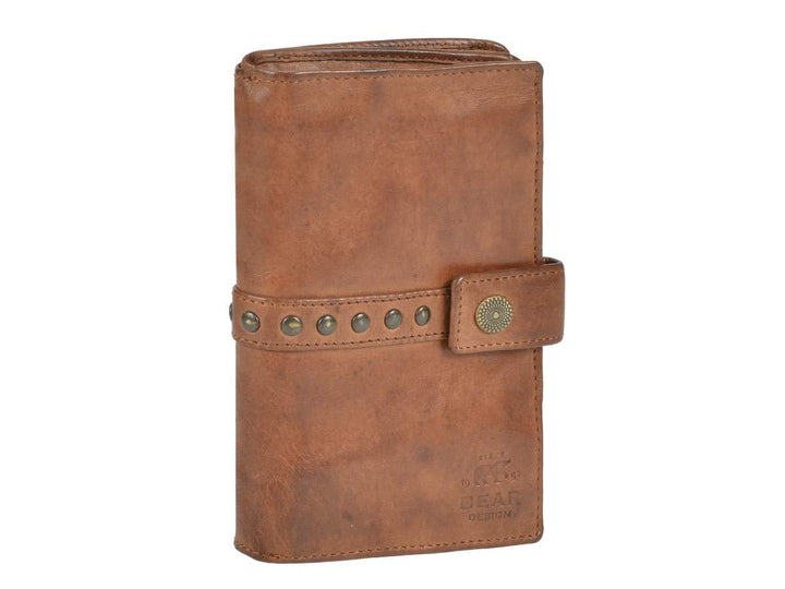 Bear Design Portemonnaie Damen Geldbörse Leder 10x15cm Geldbeutel Cow Lavato Cognac