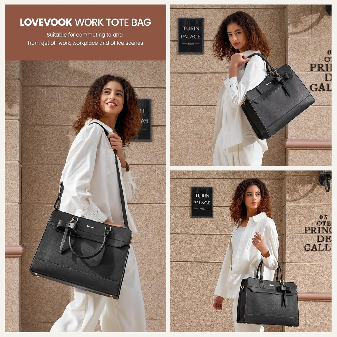 LOVEVOOK Handtasche Damen Gross, 17,3 Zoll Laptoptasche Arbeitstasche Elegant Uni Tasche Schultasche