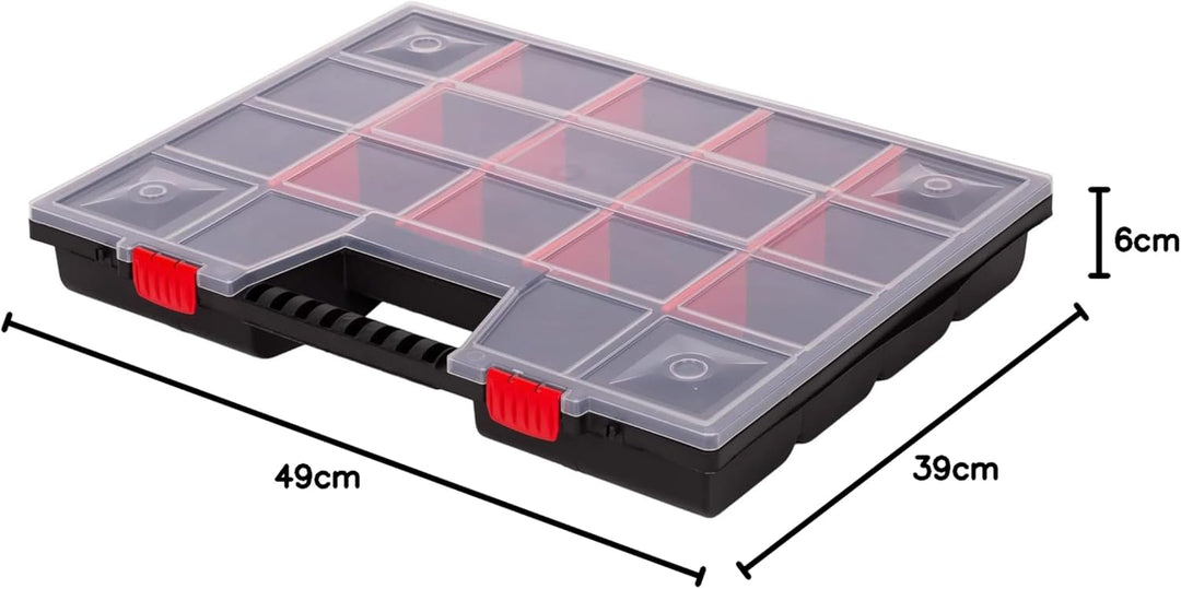 Mivos Sortimentskasten 20” mit Transparent Deckel - Aufbewahrungsbox 490 x 390 x 65 mm - Sortierkast