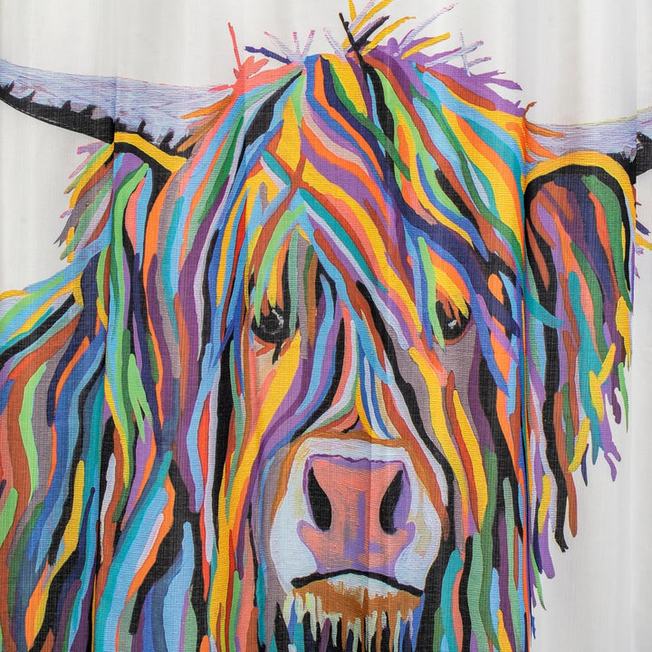Croydex Duschvorhang mit Angus-McCoo-Kunst, Polyester metall, weiss, 1800mm x 1800mm Angus McCoo Dus
