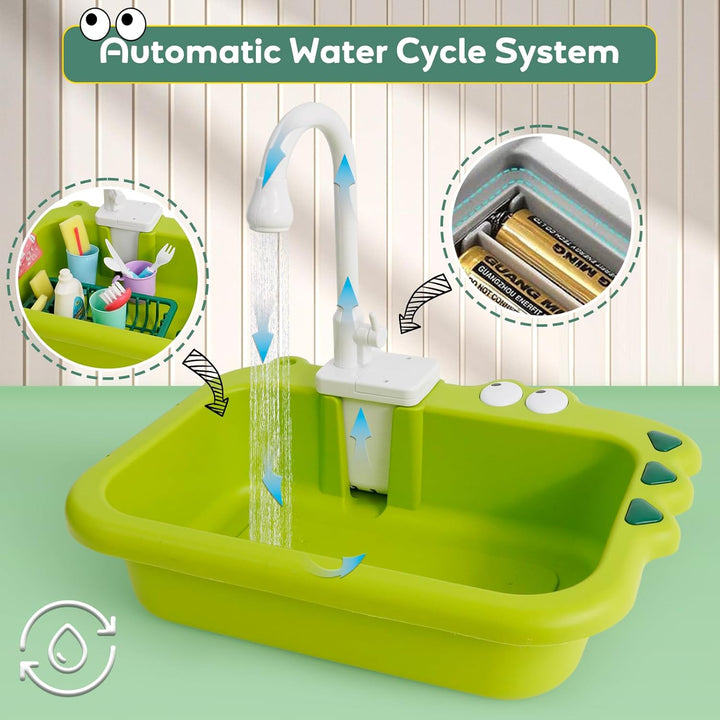 Küchenspüle Spielzeug mit fliessendem Wasser, küchen Spielzeug Kinder mit Wasser-Recycling Wasserhah