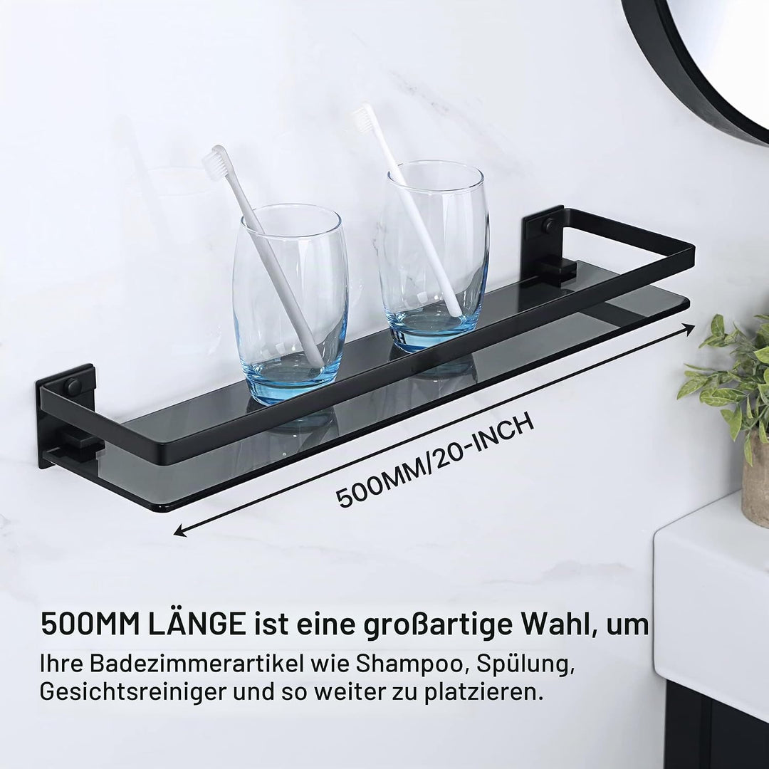 SAYAYO Duschablage Duschregal Schwarz Edelstahl Glasregal Badezimmer Regal Shower Shelf Shampoo Halt