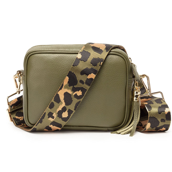 Elie Beaumont Ledertasche Echtleder in Olive mit abnehmbaren Lederriemen und zusätlichem Tragegurt z