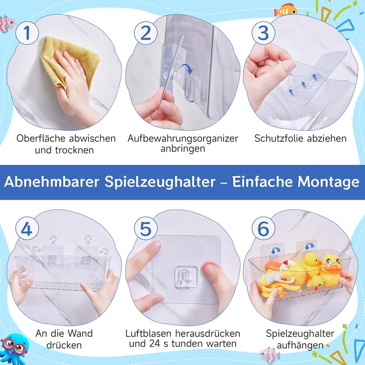 Antimbee Badewannenspielzeug Aufbewahrung Grosse, 2 Stück Duschablage Ohne Bohren, Shower Caddy Dusc