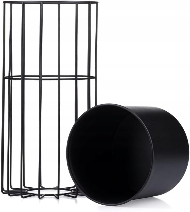Moderne Blumenständer Metall 42 cm Hoch mit Schwarz Blumentopf Rund 19 cm Ø auf Robuste Ständer - Pf