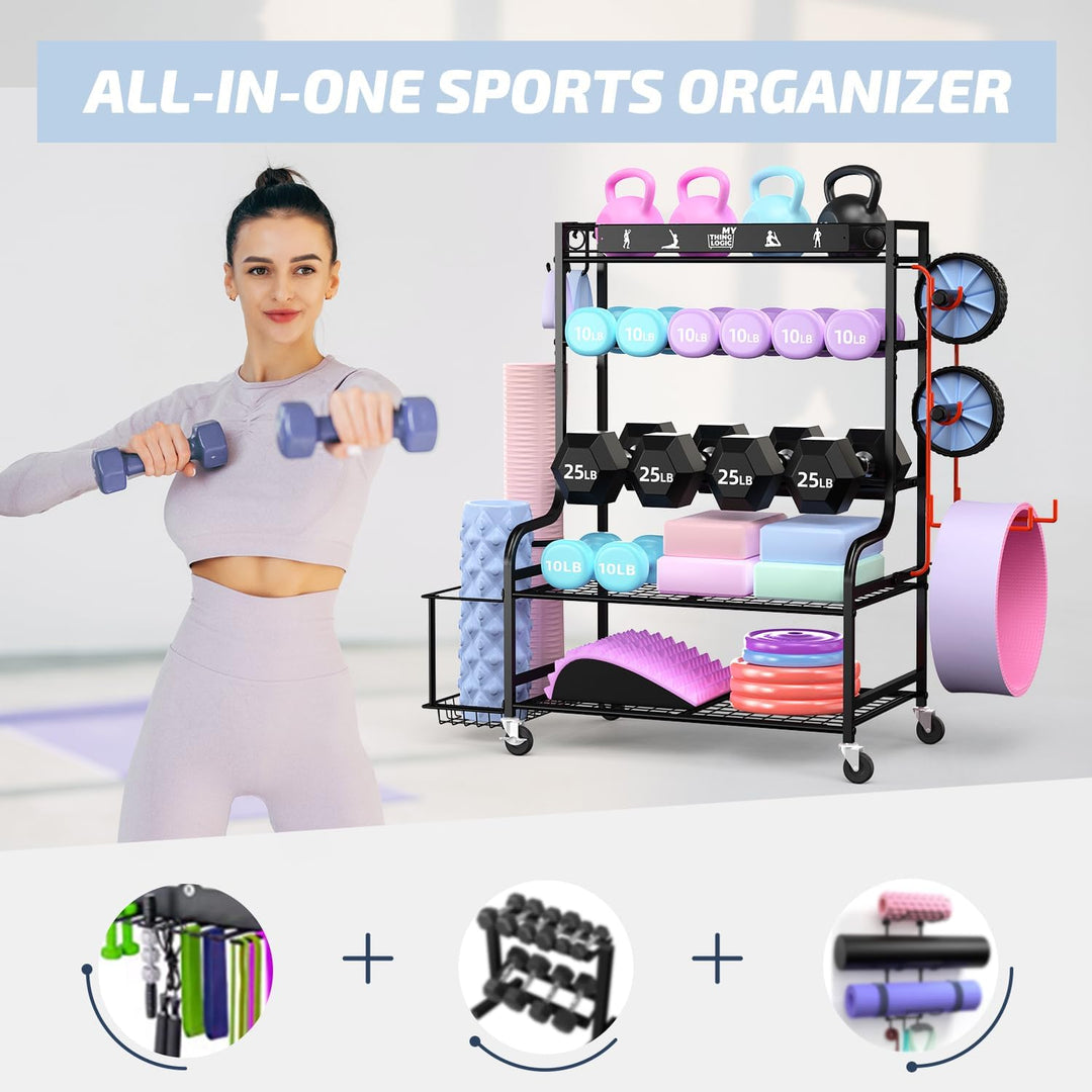Mythinglogic Yoga Matte Regal, Yogamatte Organizer für Hanteln, Faszienrolle, Kettlebell und Yoga Bl